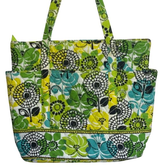 Vera Bradley Go Round Tote Bag in Retired Lime Green Pattern - Picture 4 of 8
